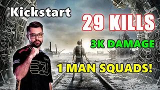 Kickstart - 29 KILLS (3K Damage) - 1 MAN SQUADS! - PUBG