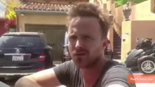 'Breaking Bad' Star Aaron Paul Greets Fans Outside His House