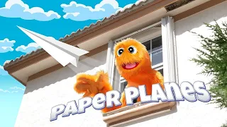Fuzzy plays with DIY paper airplanes! How to make cool paper airplanes for kids!