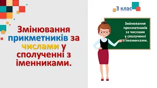 Змінювання прикметників за числами у сполученні з іменниками. 3 клас