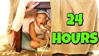 24 HOURS IN A BLANKET FORT- 24 HOUR CHALLENGE With Fun and Crazy Kids!!