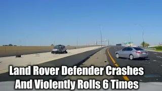 Land Rover Defender Crashes  And Violently Rolls 6 Times