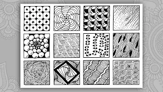 12 zentangle patterns ✺ 12 doodle patterns ✺ 12 patrones mandalas