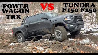 TRX vs Power Wagon Tundra vs F150 F250 2021 Comparison 4x4 OffRoad First Snowfall UPHILL MUD & ROCKS