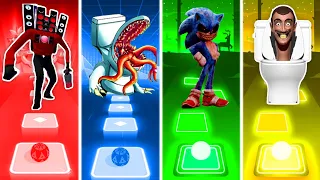 Titan Speakerman Vs Toilet Monster Vs Sonic Exe Vs Skibidi toilet - Tiles Hop EDM Rush!