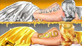 Gold Girl vs Silver Girl! We Build a Secret Room!