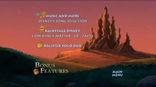 The Lion King 2:Simba's Pride:Special Edition Disc 1 2004 DVD Menu Walkthrough