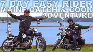 7 Day Easy Rider Maine Catch & Cook Motorcycle Camping Maine  Rebuilt 1977 Harley Davidson | Trailer