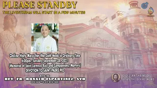 LIVE NOW | Online Holy Mass at the Diocesan Shrine for Tuesday, September 28, 2021 (6:00pm)