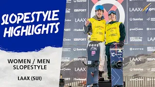 Marino and Brearley win Slopestyle at LAAX Open 2024 | FIS Snowboard World Cup 23-24