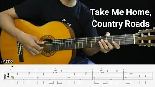 Take Me Home, Country Roads - John Denver - Fingerstyle Guitar Tutorial TAB + Chords + Lyrics