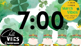 ☘️ 7- Minute Timer | MARCH CLOVER St Patrick's Day | LOFI MUSIC CLEAN | Study Relax classroom | cute