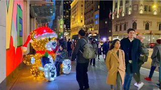 [4K] 5th Avenue New York Christmas Holiday Decorations 2021