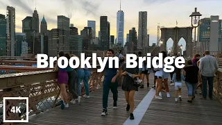 4K/HDR 🎧 Walking New York City: Brooklyn Bridge at Sunset (Binaural Audio)