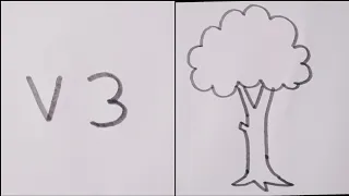 How to draw a Tree || Very easy method tree drawing from letter v and number 3.