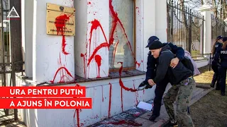 Ura față de Putin a ajuns în Varșovia. Ambasada Rusiei a fost vandalizată