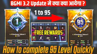 BGMI 3.2 UPDATE: LEVEL 1 TO 95 NEW EASY TRICK TO LEVEL FAST | BGMI FREE COLLECTION PASS FOR ALL