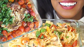 ASMR Eating:  VIRAL TIKTOK BAKED FETA CHEESE PASTA  | Vegan Style Recipe!