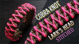 HOW TO MAKE COBRA KNOT WITH LARK'S HEAD STITCHED PARACORD BRACELET, EASY PARACORD TUTORIAL