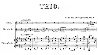 Trio for Oboe, Horn and Piano in D Major Op.61 By Heinrich von Herzogenberg (with Score)