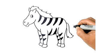 How to Draw a ZEBRA Easy and Simple Drawing Animal Tutorials
