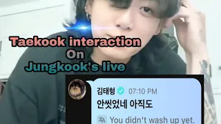 Jungkook's reactions to Taehyung's comments on his Live