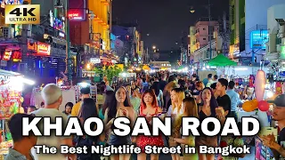[4K] Saturday Night Walking Khao San Road Bangkok | Thailand 2023