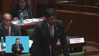 Fijian Attorney-General responds to question on mahogany plantations.