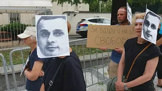 Silent Protest March for Oleg Sentsov - Russian embassy in Prague, 28. 8. 2018