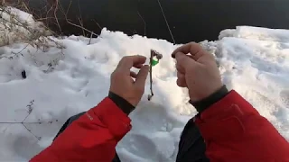 Пробую донку на реке зимой/Experiment Fishing in the winter.