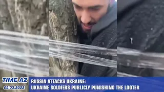 Ukrainian soldiers publicly punishing the looter in Kyiv