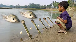 New Best Hook Fishing Video | Traditional Boy Hunting Big Fish With Hook By River #fishing