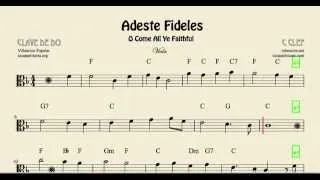 O Come All Ye Faithful Sheet Music for Viola Adeste Fideles  Christmas Carol