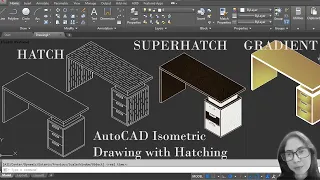 Isometric Office Table in AutoCAD with Super Hatch || Texture in AutoCAD || Different types of Hatch