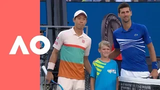 Novak Djokovic v Kei Nishikori on-court warm up (QF) | Australian Open 2019