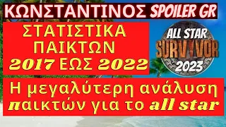 SURVIVOR ALL STAR 2023🌴ΣΤΑΤΙΣΤΙΚΑ ΠΑΙΚΤΩΝ  2017 ΕΩΣ 2022 - ΑΥΤΟΙ ΘΑ ΕΠΡΕΠΕ ΝΑ ΜΠΟΥΝ ΣΤΟ ALL STAR