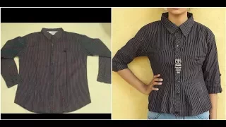 Convert Men's Shirt Into Cute Top | Recycle Old Shirt