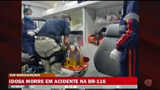 Idosa morre em acidente de carro na BR-116 em Miradouro