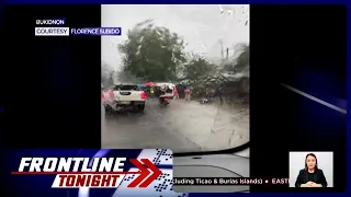 Bus at motorsiklo, nadisgrasya dahil sa madulas na kalsadang dulot ng Bagyong Aghon