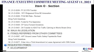 #Atlanta City Council #Finance/Executive Committee Meeting: August 11, 2021 #atlpol