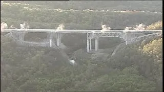 Implosion takes out most of old Jeremiah Morrow Bridge