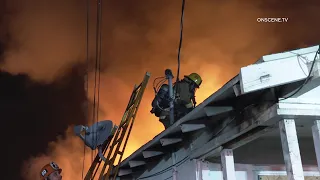 Firefighters Battle Early Morning House Fire | Los Angeles