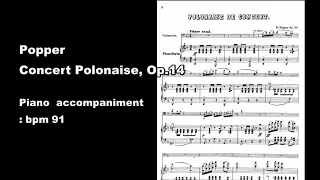 Popper, David Concert Polonaise, Op.14  piano accompaniment bpm 91