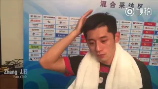 张继科 全运会 男单 第一轮 赛后采访 090217