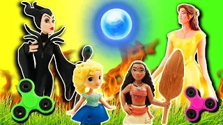 Beauty and The Beast Movie Belle Magic Fidget Spinner Game with Moana, Elsa, Ariel and Maleficent!