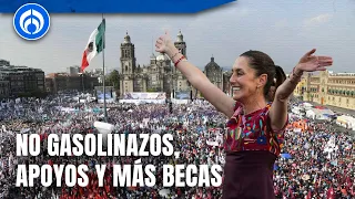 Con Zócalo lleno y bandera ondeando, Claudia Sheinbaum inicia campaña