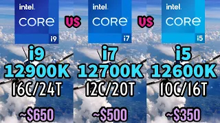 Intel Core i5 12600K vs i7 12700K vs i9 12900K | Benchmarked in 13 Games | DDR5 | RTX 3090 |