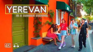 Walking Tour in Yerevan, Armenia, A Summer Evening, August 20, 2023, 4K 60fps