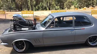 Blown big block chev 14/71 LC torana laying rubber at idle