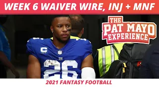 2021 Week 6 Waiver Wire Pickups | NFL Week 6 Injuries | MNF Bets & Spreads | 2021 Fantasy Football